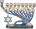 Matashi Hand Painted Enamel Menorah Candelabra with Gold Accents Crystals - Image 2