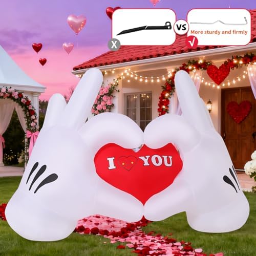 COMIN 6.2FT Valentine's Day Inflatables Heart Hands Yard LEDs Decor - Image 4