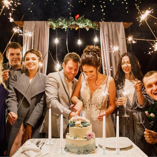 48 Pcs White Metal Taper Candle Holders Bulk for Wedding Pillar Candles Taper Candlesticks Holders Centerpieces Short Candle Stick Dinner Decor for Party Anniversary Dinning Table Gift (48, White) - Image 5