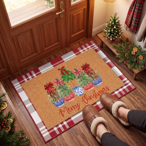 Lyrow 2 Pcs Welcome Doormat and Plaid Door Mat Anti-Slip Welcome Floor Mat - Image 6