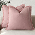 Foindtower Decorative Linen Fringe Throw Pillow Covers 22×22 Inch,Rose Pink by Foindtower