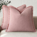 Foindtower Decorative Linen Fringe Throw Pillow Covers 22×22 Inch,Rose Pink by Foindtower