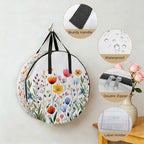 Spring Watercolor Round Storage Bag 36 Inch, Flower Green Leaves Plant Rustic Clothes Storage Container with Handles Heavy Duty Organizer for Comforter, Bedding & Holiday Wreaths - Image 5