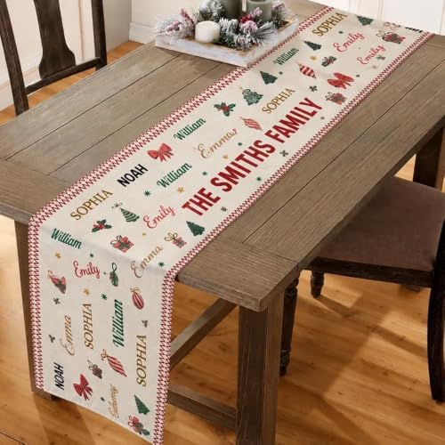 Personalized Family Name Word Christmas Theme Table Runner, Christmas Carpet Runner, Holiday Decoration Gift, Custom Family - Image 2