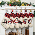 LUBOT Christmas Stockings Set of 6 Large Family Xmas Stocking 20" Silhouette Buffalo Red Plaid Fireplace Hanging Holiday Decor 6 Pack by LUBOT