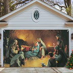 Christmas Garage Door Mural Decorations, Holy Night Outdoor Nativity Large Cover, 6.6x5ft Xmas Banner Backdrop, Outdoor Party Supply Background (A) by Unknown