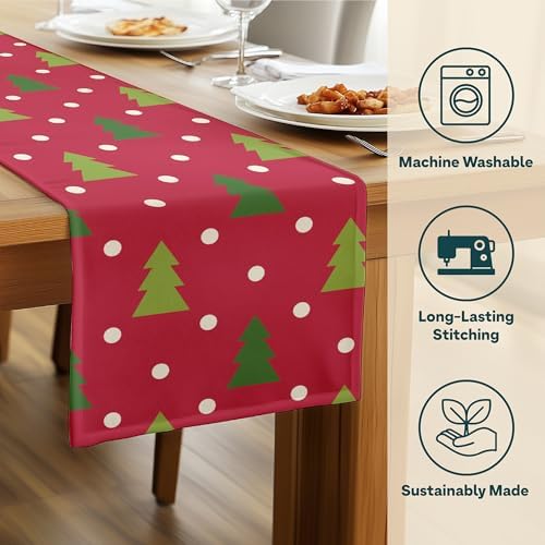 Winter Table Runners | Christmas Tree Design | Seasonal Table Decorations | Home Kitchen Decor | Made in The USA | Stain Resistant | 14" x 90" Long - Image 2