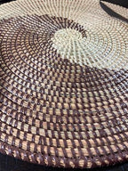 Senegal Placemats/African Bohemian Woven Seagrass Placemats/Natural Wicker Round Basket Placemats/Decorative Hanging Wicker Plates/Hanging Wall Decor (Brown & White) - Image 6