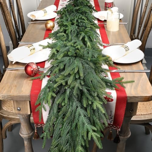 Artgar 12Ft (2 * 6ft) Christmas Pine Garland, 2 Pcs Real Touch Pine Garland by ArtgarArtificialPlantDecorations