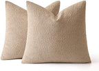 MIULEE 22x22 Decorative Euro Sham Boucle Couch Pillow Covers Camel - Image 6