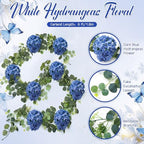 6ft Dusty Blue Hydrangeas Artificial Floral Garland Decoration for Mantle - Image 2
