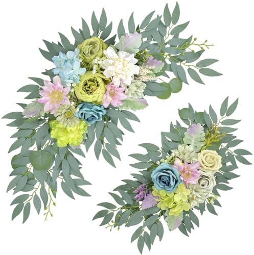 Artificial Flower Wedding Arch Decorations, Arch Faux Flowers Greenery for Wedding Decor, Reception Backdrop Decoration, Bridal Shower, Baby Shower (Green) by Finphoon