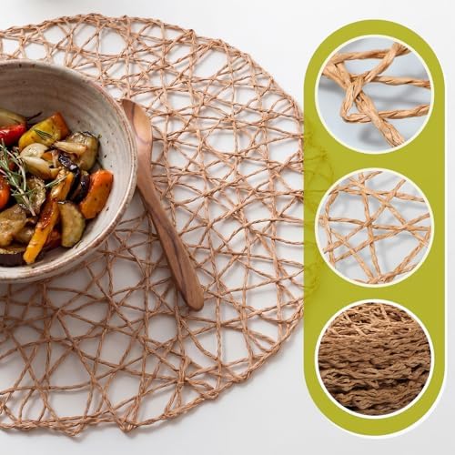 Threehoney Paper Braided Round Placemats, Set of 100, Brown, 13 in - Image 3