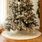 36 Inch White Knitted Christmas Tree Skirt Small Thick Cable Knit Round Cream for 4ft 5ft Tree Rustic Farmhouse Neutral Christmas Decor Tree Base Cover Xmas Home Decor (White-02) - Image 6