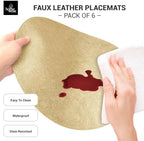 Morgan Faux Leather Round Set of 12 Placemats, 15",Gold, Heat Resistant, Stain Resistant, Non-Slip, Reversible, Durable Table Mats for Kitchen, Dining Table, Indoor Washable Use - Image 5