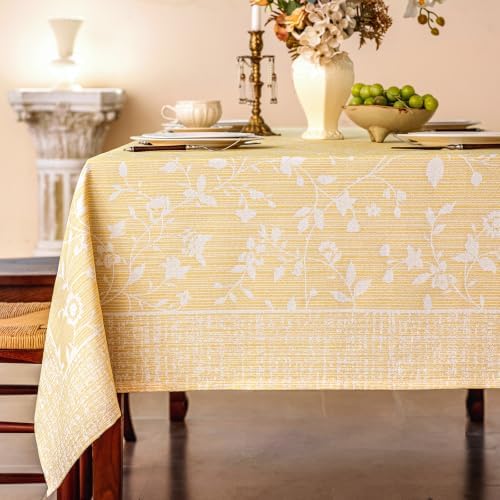 Midsummer Breeze Yellow Floral Farmhouse Tablecloth Rectangle 60x120 inch by MidsummerBreeze