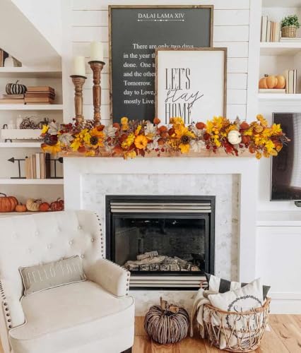 6FT Fall Garland with Lights Pumpkins Pinecones for Mantle, Table, Porch - Image 2