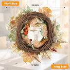 Fall Wreaths for Front Door 20in, Artificial Autumn Leaves Blue Pumpkins Orange Berries, Farmhouse Fall Wreath, Autumn Wreath, Blue Fall Wreath for Thanksgiving Wall - Image 2