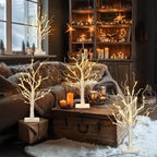 PABIPABI Lighted Birch Tree, Christmas Tree with 24 LED Lights, Tabletop Centerpiece Artificial Tree Lights with Timer for Home Office Bedroom Wedding - Set of 4 - Image 6