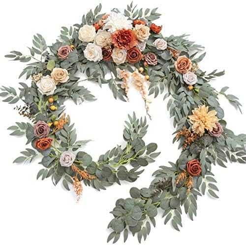 Ling's moment Terracotta Eucalyptus Flower Garland Fall Wedding Arch 9 FT by LingsMoment