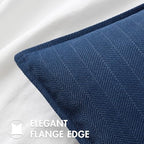 MIULEE Pack of 2 Navy Blue Euro Shams Chenille Pillow Covers 22x22 Inch - Image 2
