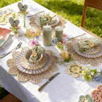 4 Pcs 12.6 Inch Paper Rope Round Woven Flower Placemats, Natural Hand Woven Boho Farmhouse Rattan Table Mats, Wicker Braided Placemats, for Dining Table Decor, Wedding Party, Home & Kitchen - Image 5