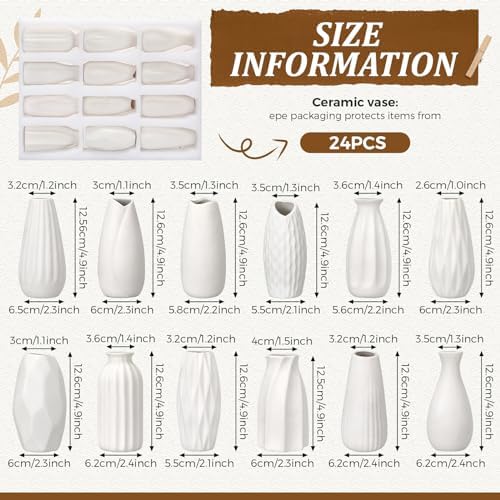 Yaomiao Set of 24 5'' Small White Ceramic Bud Vases Bulk - Image 2