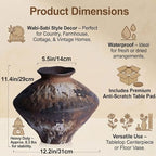 Wabi Sabi Rusty Vintage Vase, 11.4" Tall Wabi Sabi Decor Rustic Farmhouse Pottery Vase for Centerpiece, Textured Pottery Flower Vases for Home Decorative, Table, Living Room (Black Brown, Large) - Image 2