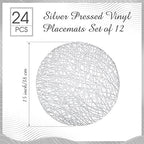 Sieral 24 Packs Round Placemats 15 Inch Hollow Out Pressed Vinyl,Silver - Image 2