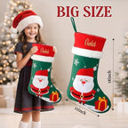 Personalized Christmas Stockings with Embroidered Name & Monogram,Custom Xmas Character Stocking with White Plush Cuff,18” Large Santa,Snowman,Reindeer,Dog,Cat Fireplace Stockings(4 Pack) - Image 3