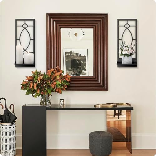 Candle Wall Sconces Set of 2, Black Metal Minimalism Wall Candle Holder for Living Room, Dining Room, Bedroom, Bathroom (2 Pack, 16.5 x 7 in) - Image 5