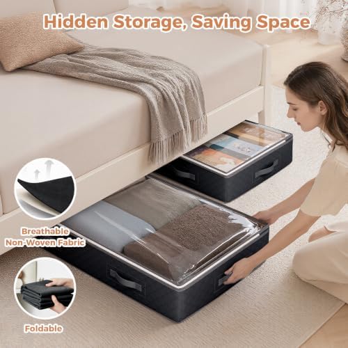 Budding Joy 95L Under Bed Storage Containers, 6 Pack Clothes Storage Bins - Image 6