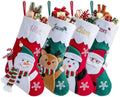 Personalized Christmas Stockings with Embroidered Name & Monogram,Custom Embroidered Christmas Stocking,Santa,Snowman & Reindeer Stocking for Family & Fireplace Holiday Decor(4 Pack) by Infiher
