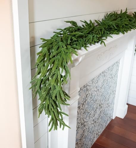 72" Real Touch Norfolk Pine Garland Realistic 6ft, Christmas Garland for Mantle, Stairs, Fireplace, Soft and Bendable Real Touch Garland Christmas Greenery, Evergreen Christmas Garlands - Image 3