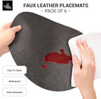 Morgan Faux Leather Round Set of 12 Placemats, 15", Black, Heat Resistant, Stain Resistant, Non-Slip, Reversible, Durable Table Mats for Kitchen, Dining Table, Indoor Washable Use - Image 5