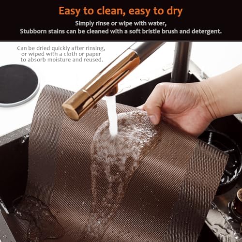 Brown Vinyl Placemats Set of 12, Heat Resistant Table Placemats - Image 5