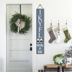 Blue IKYFL Popping Up Here Welcome Porch Board 8x48inch Rustic Funny Welcome Stangding Sign and Porch Leaner for Front Door Spring Farmhouse Rustic Vertical Porch Yard Decorations - Image 2