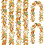 CQURE 6 Pack Fall Leaf Garland with Lights, Total 35.4Ft Artificial Fall Maple Leaves Autumn Vines Garland with LED Lights Thanksgiving Decor for Home Fireplace Party by CQURE