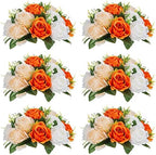 NUPTIO Flower Ball Arrangement Bouquet - 6 Pcs 9.5 inch Diameter Orange Fake Flowers Roses Balls for Centerpieces Tables - Artificial Rose Arrangements for Wedding Centerpiece Table Decorations by Nuptio