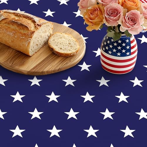 Oval 4th of July Tablecloth 60x84 Inch, Patriotic Red White and Blue Table Cloth, Polyester Waterproof Wrinkle Resistant Independence Day Table Cover for Memorial Day Decorations Decor - Image 4