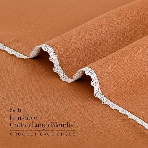FINGERCRAFT Lace Cloth Napkins, Cotton Linen, 12 Pack, 20x20 Inch, Rust - Image 6