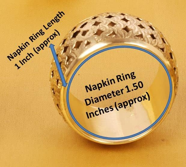Brass Base Hand-Cut Mesh Table Napkin Rings, Gold Tone, Set of 6 - Image 5