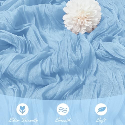 15 Pack Baby Blue Cheesecloth Table Runner 17 x 108 inch Cheese Cloth Table Runners 9ft Blue Table Runner Rustic Romantic Sheer Gauze Runner for Wedding Party Baby Shower Table Decoration - Image 5
