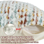AmHoo Set of 2 Boho Chenille Pillow Cover Decorative Tufted Pillowcase for Couch Bed Sofa Bedroom Living Room Modern 20 x 20-Inch Brown White - Image 2