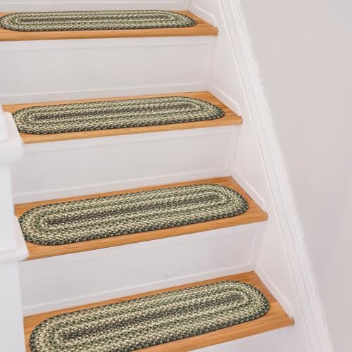 Homespice Pinecone Jute Braided Stair Treads, Oval 8x28 Set of 13 by Homespice