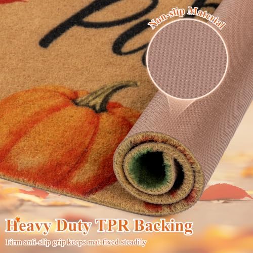 Ileading Fall Door Mat 24"x36", Non Slip No Shedding Faux Coir Mat Porch - Image 4