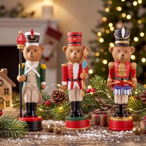 Simgoing 3 Pcs Vintage Christmas Nutcracker 5 in Bear Nutcracker Figurine - Image 6
