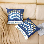 Erosebridal Happy Hanukkah Throw Pillow Covers 24X24 Set of 2 for Couch Bed Sofa Decor, Christmas Ornament Pillow Covers, Celebration Stars Decorations Decorative Cushion Cases - Image 2