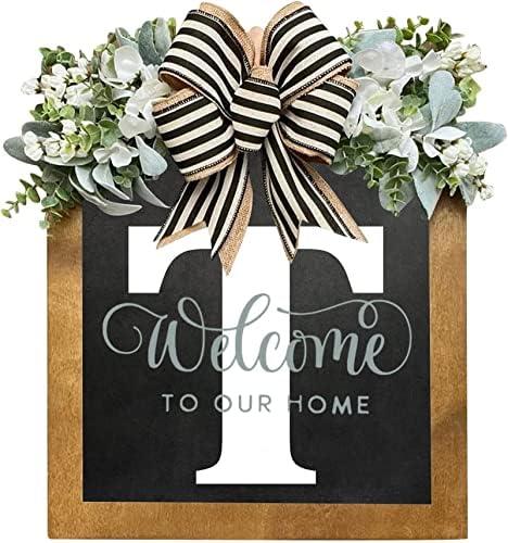 16'' Personalized Last Name Welcome Sign, Door Wreaths for Front Door Outside, Spring Wreath for Front Door Decor, Farmhouse New Home Gifts for Home (T) by Jxueych