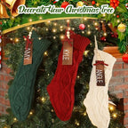 Zubebe 4 Sets 18 in Knitted Christmas Stockings Kit, Metal Stocking Holder and Name Tags Large Knit Xmas Stocking with Marker Pen for Family Holiday Xmas Party Fireplace Mantel Decor (Red) - Image 6